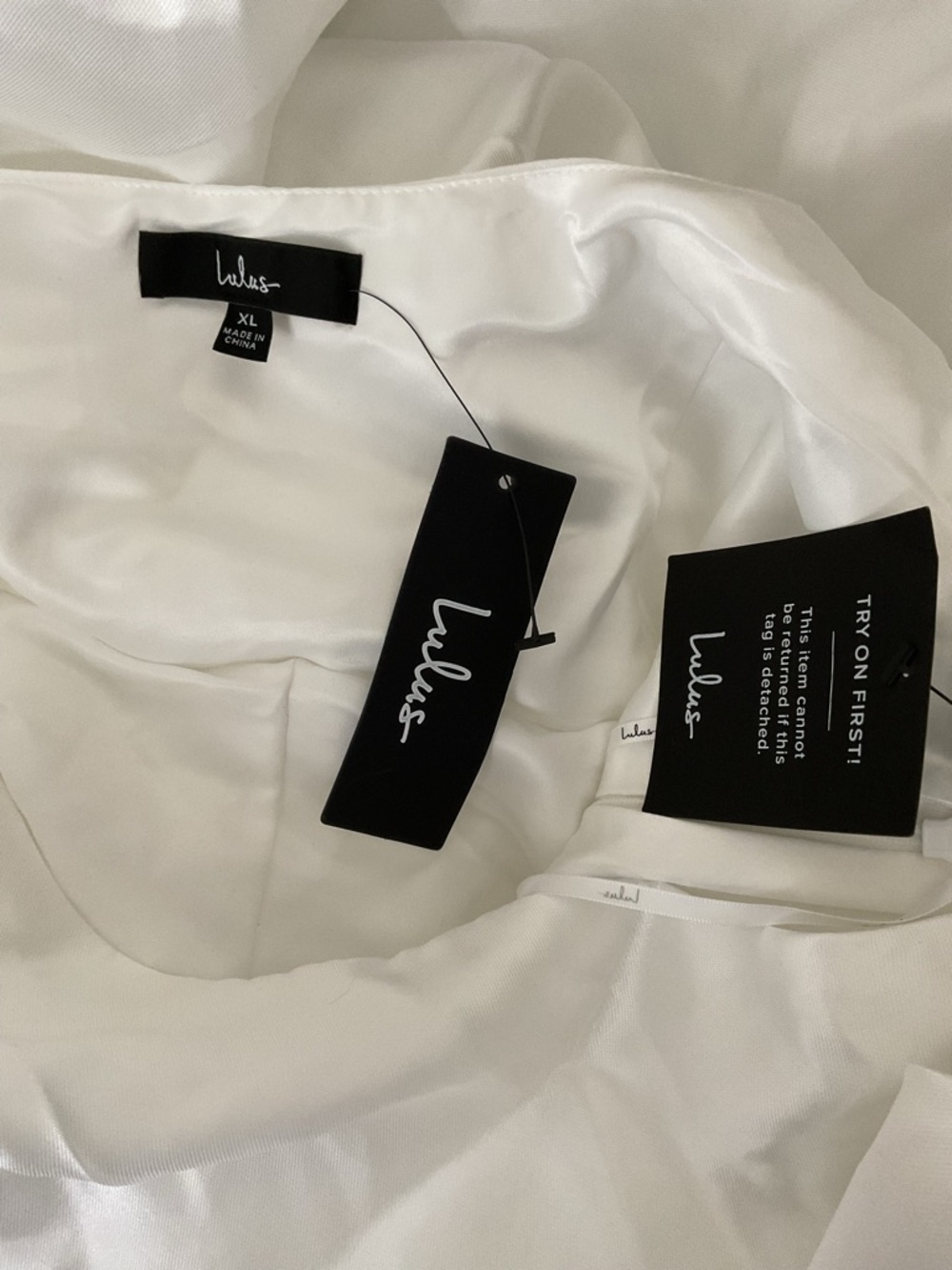 Lulus Classy Aesthetic White Taffeta Bow Midi Dress with Pockets NWT XL - Picture 10 of 14